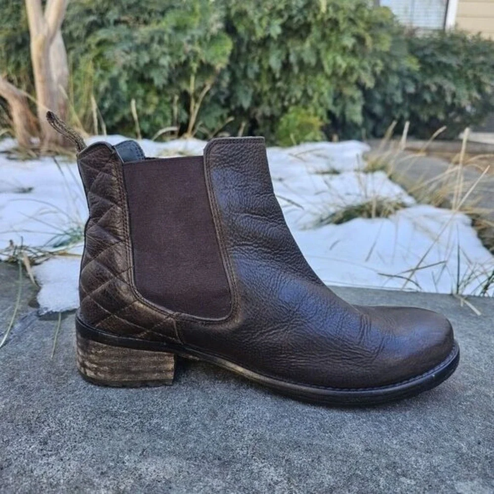 Barbour Mens 7 Evie Leather Chelsea‎ Boots Brown Lug Sole Quilted Rugged Outdoor